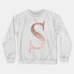 S rose gold glitter monogram letter Crewneck Sweatshirt